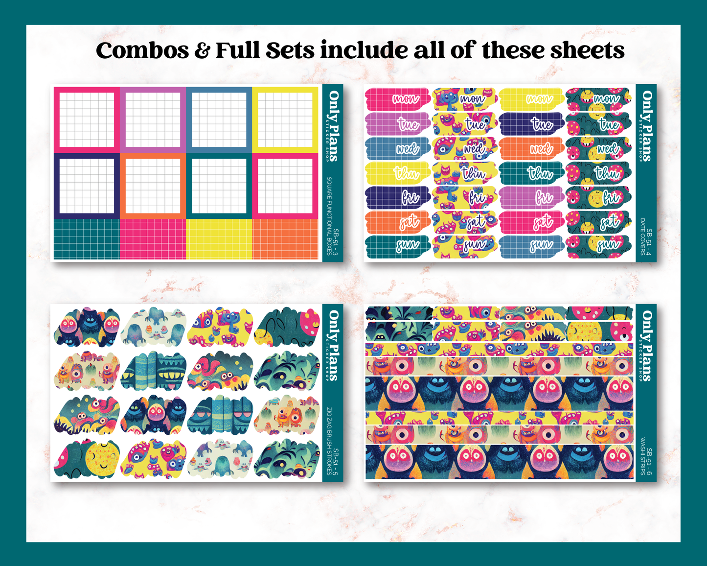 a set of colorful stickers with different designs