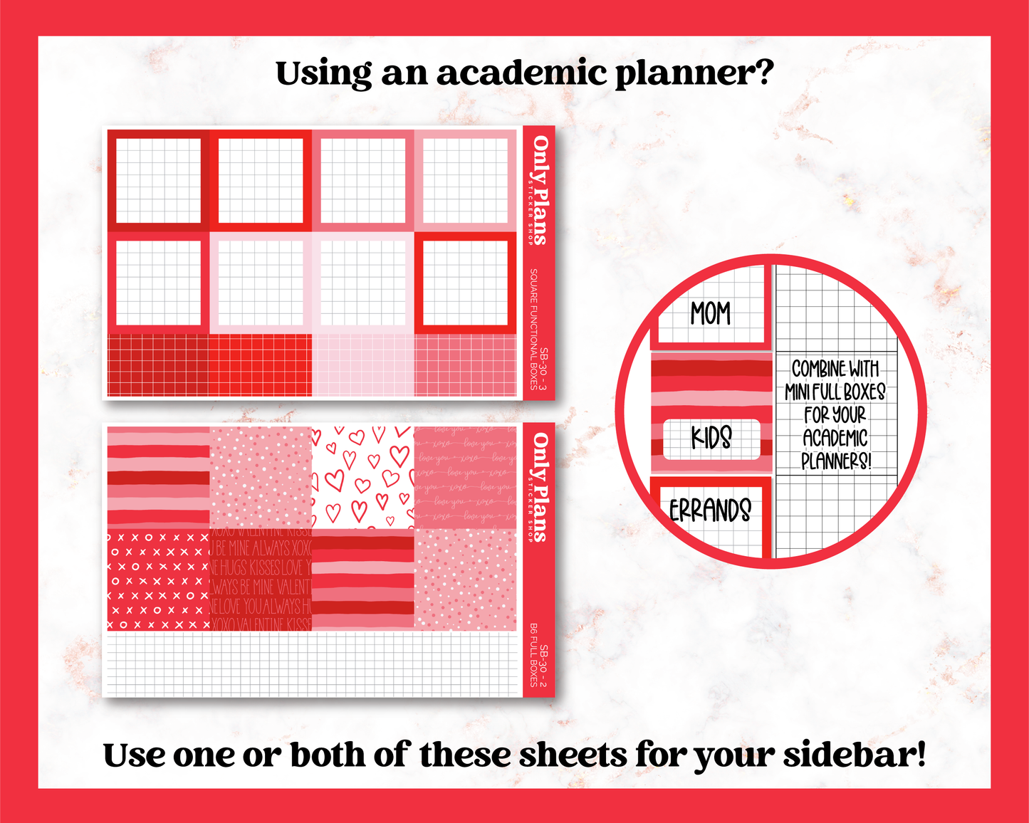 a red and white planner with hearts on it