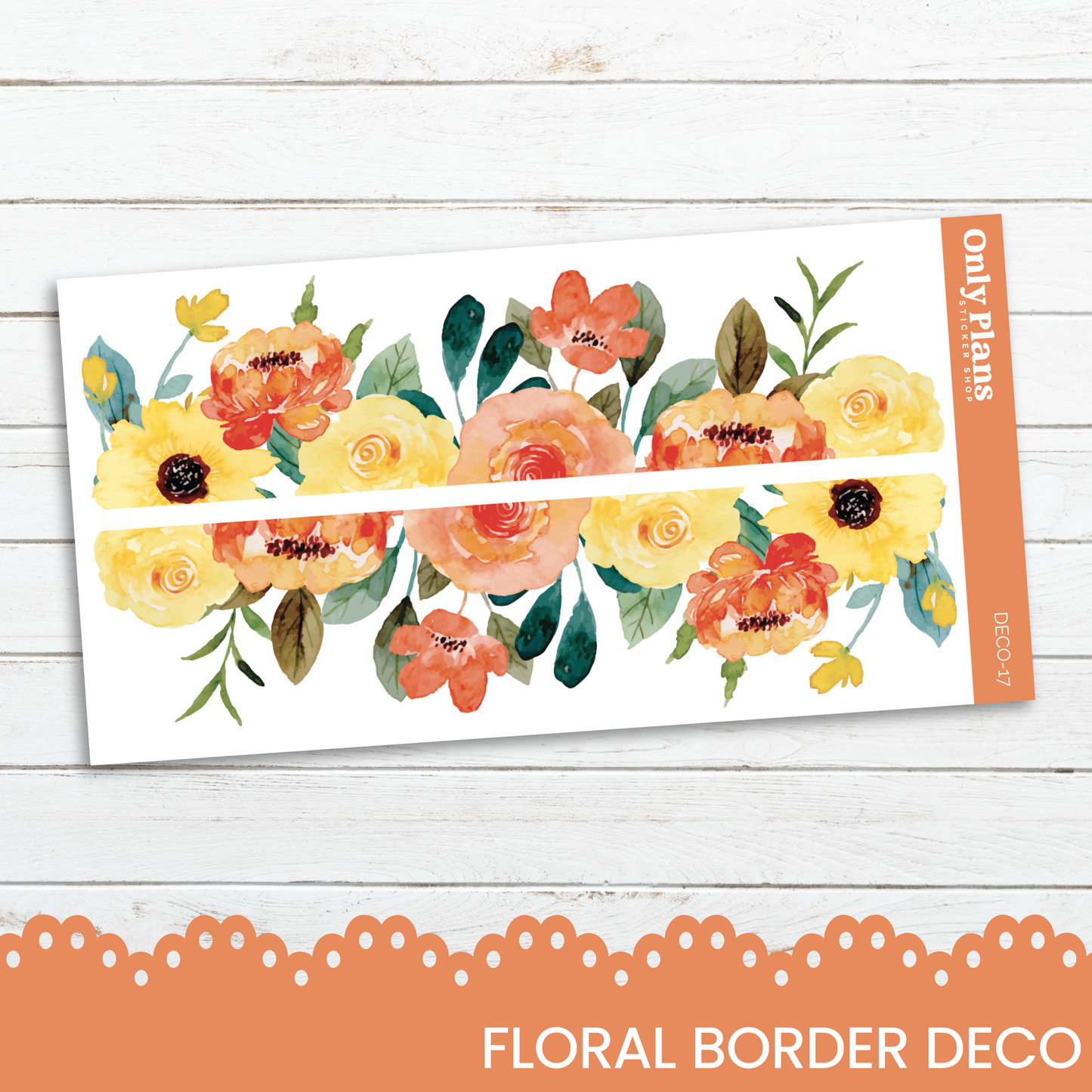 a floral border decorated with orange and yellow flowers