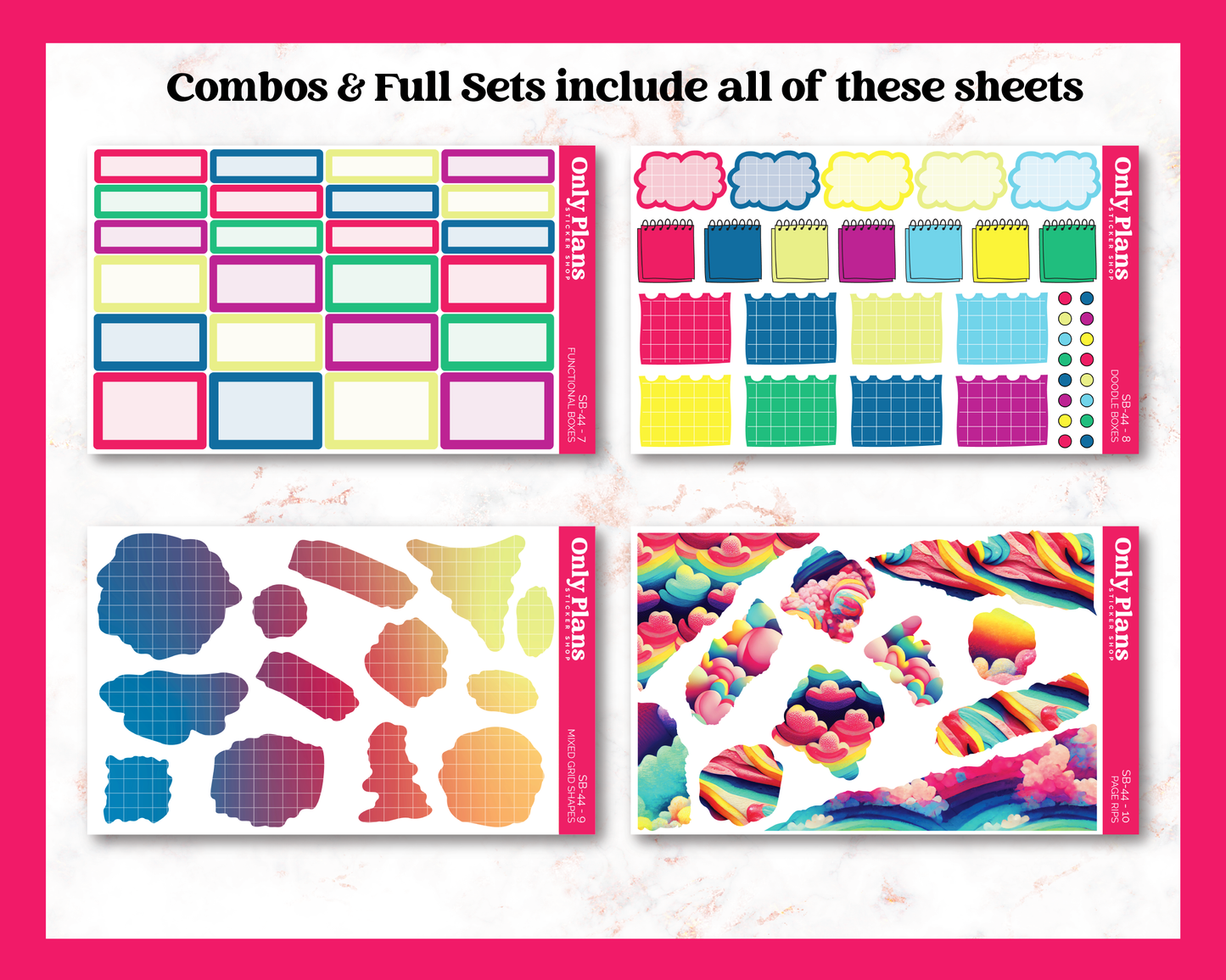a set of colorful stickers with different shapes and sizes