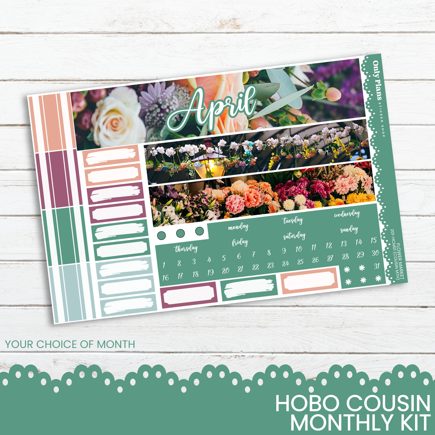 a photo of a month - by - month calendar with flowers