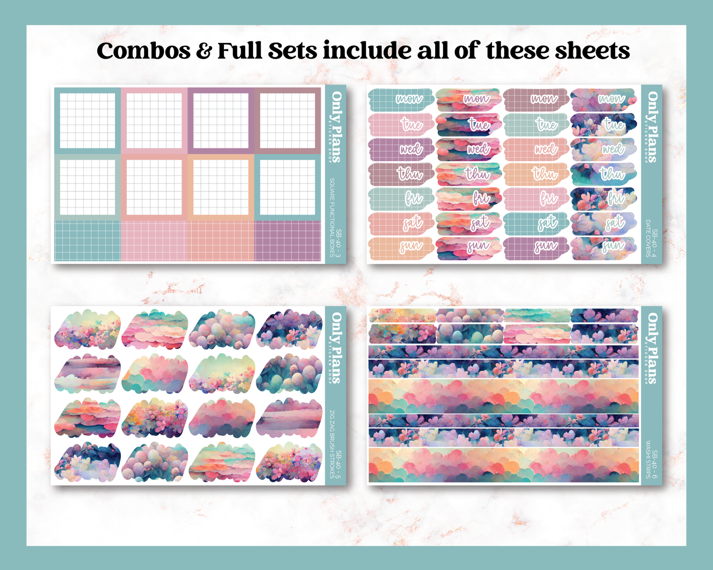 a set of planner stickers with different colors and shapes