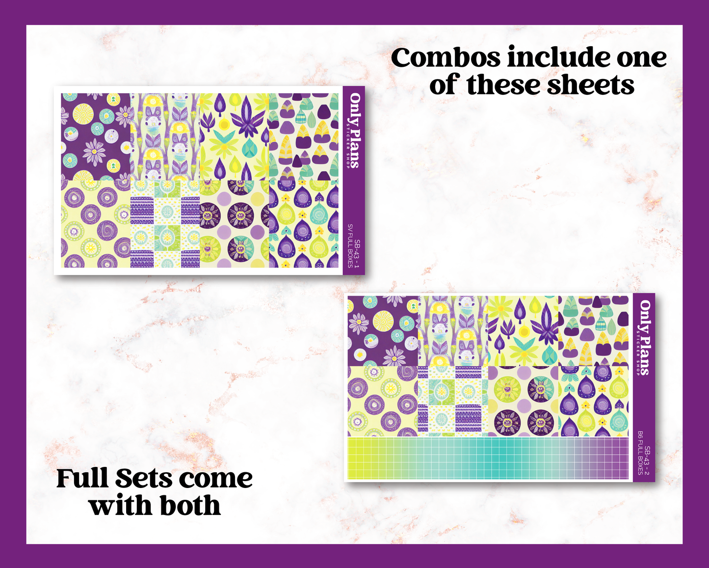 a set of two sheets of paper with different designs