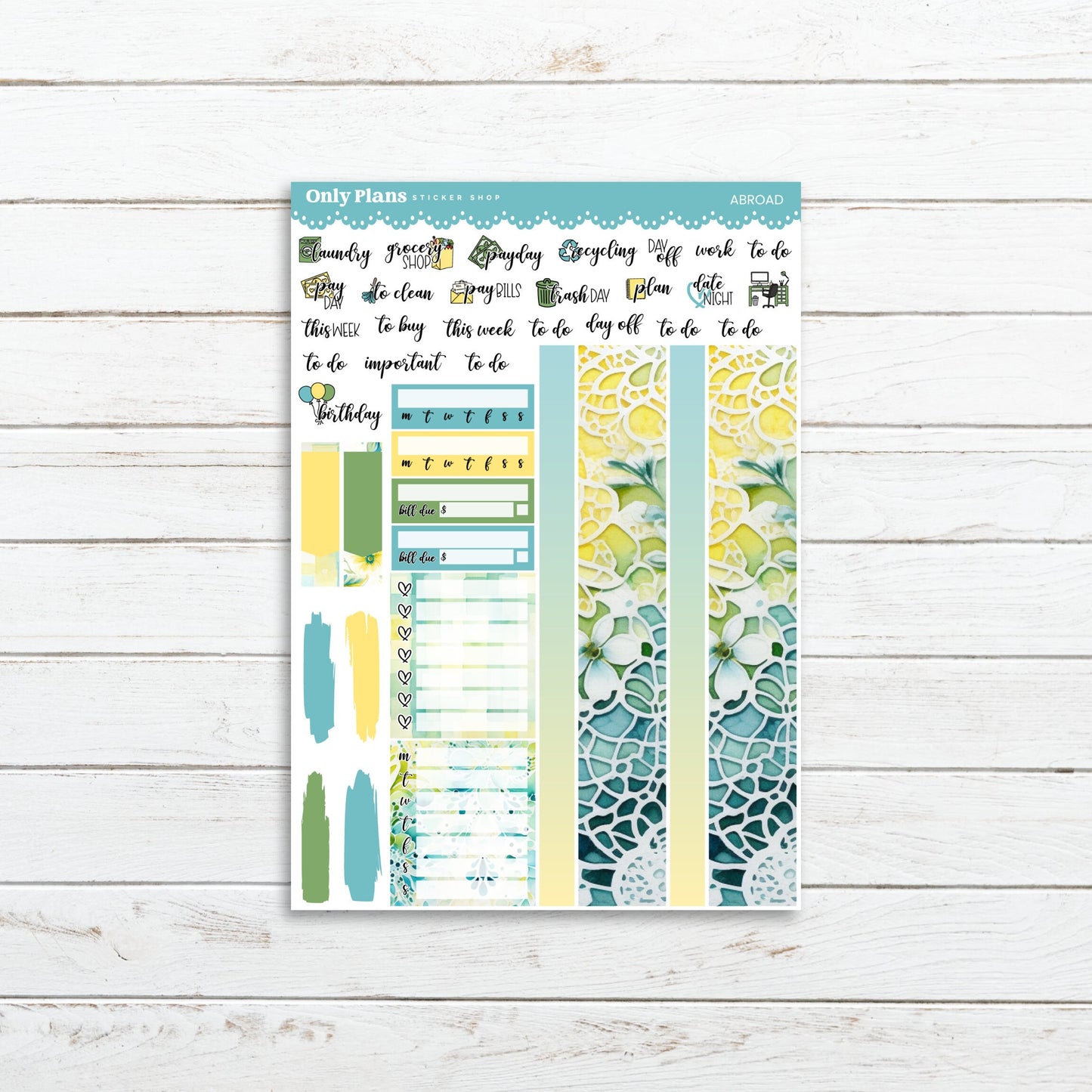 a planner sticker with flowers and leaves