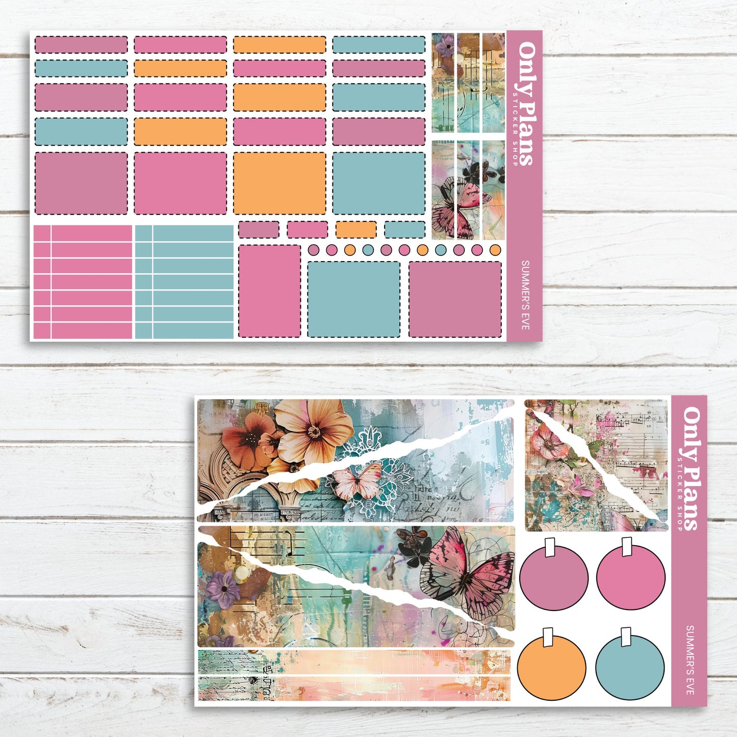 a planner sticker and a planner sticker on a table