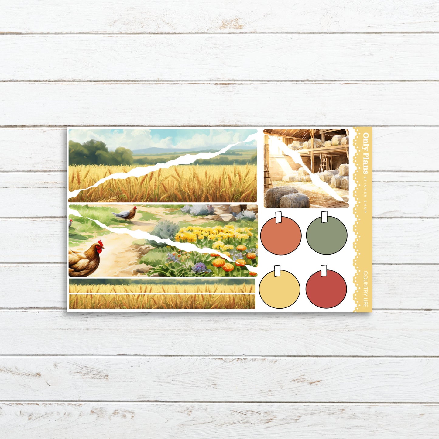 a card with a picture of a farm scene