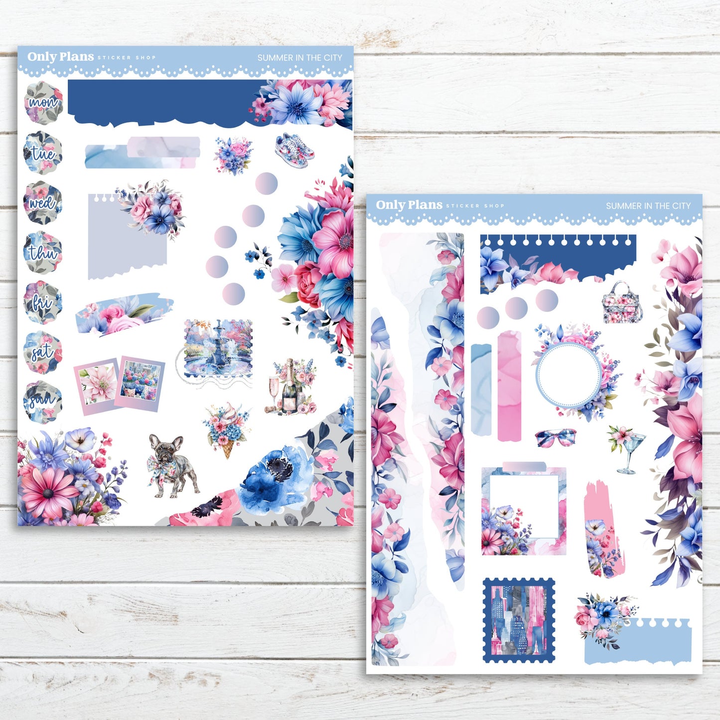 two sheets of paper with flowers on them