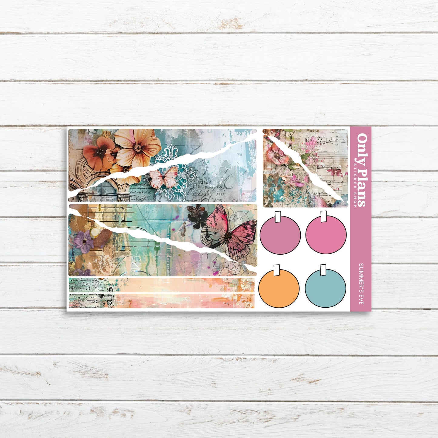 a sticker sheet with a picture of flowers and ornaments