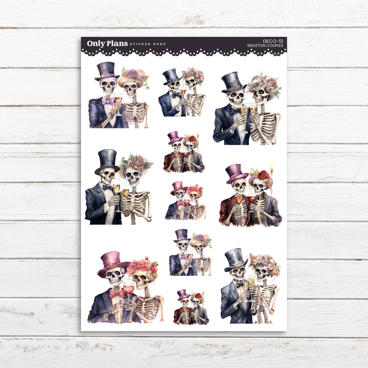 Printable Deco Stickers - DECO-51 - Skeleton Couples