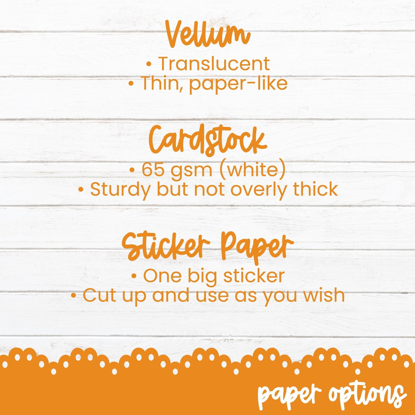 an orange and white poster with words on it