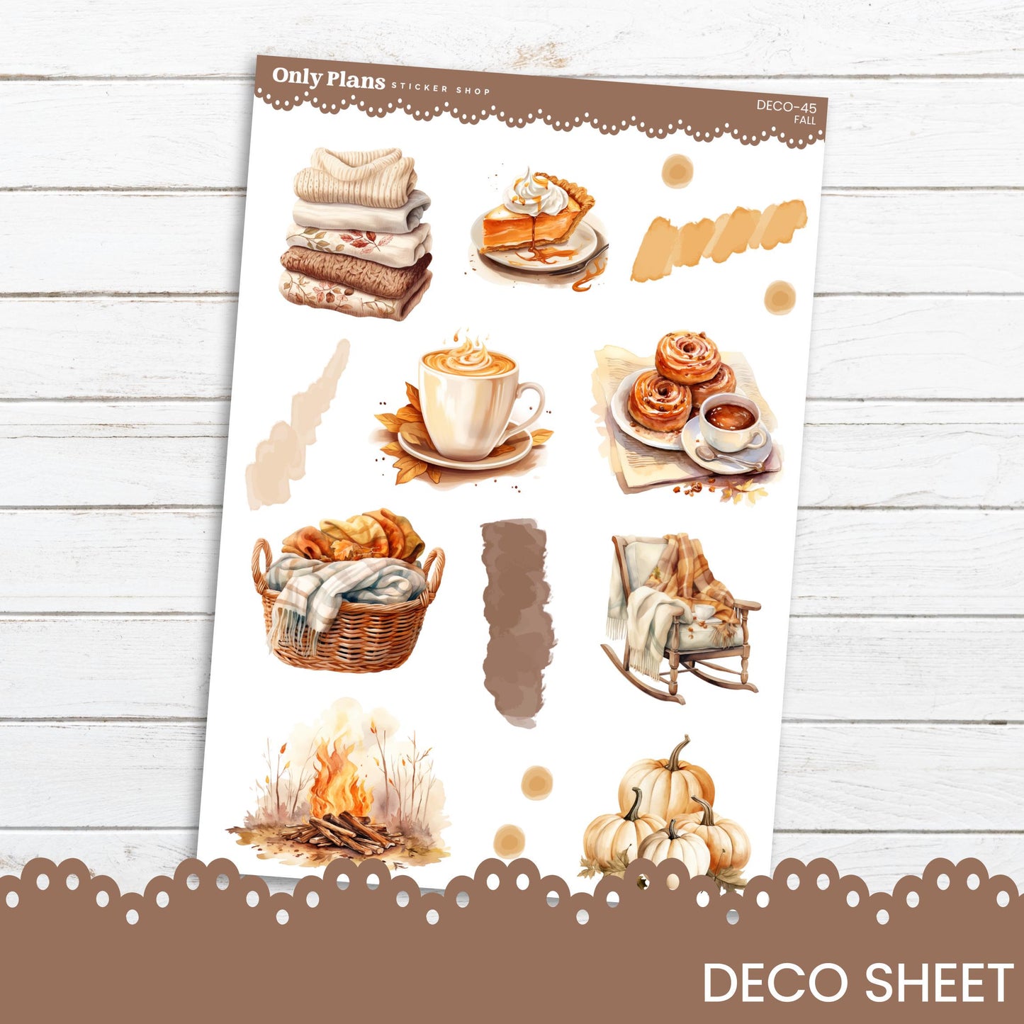 a sticker sheet of coffee and pastries