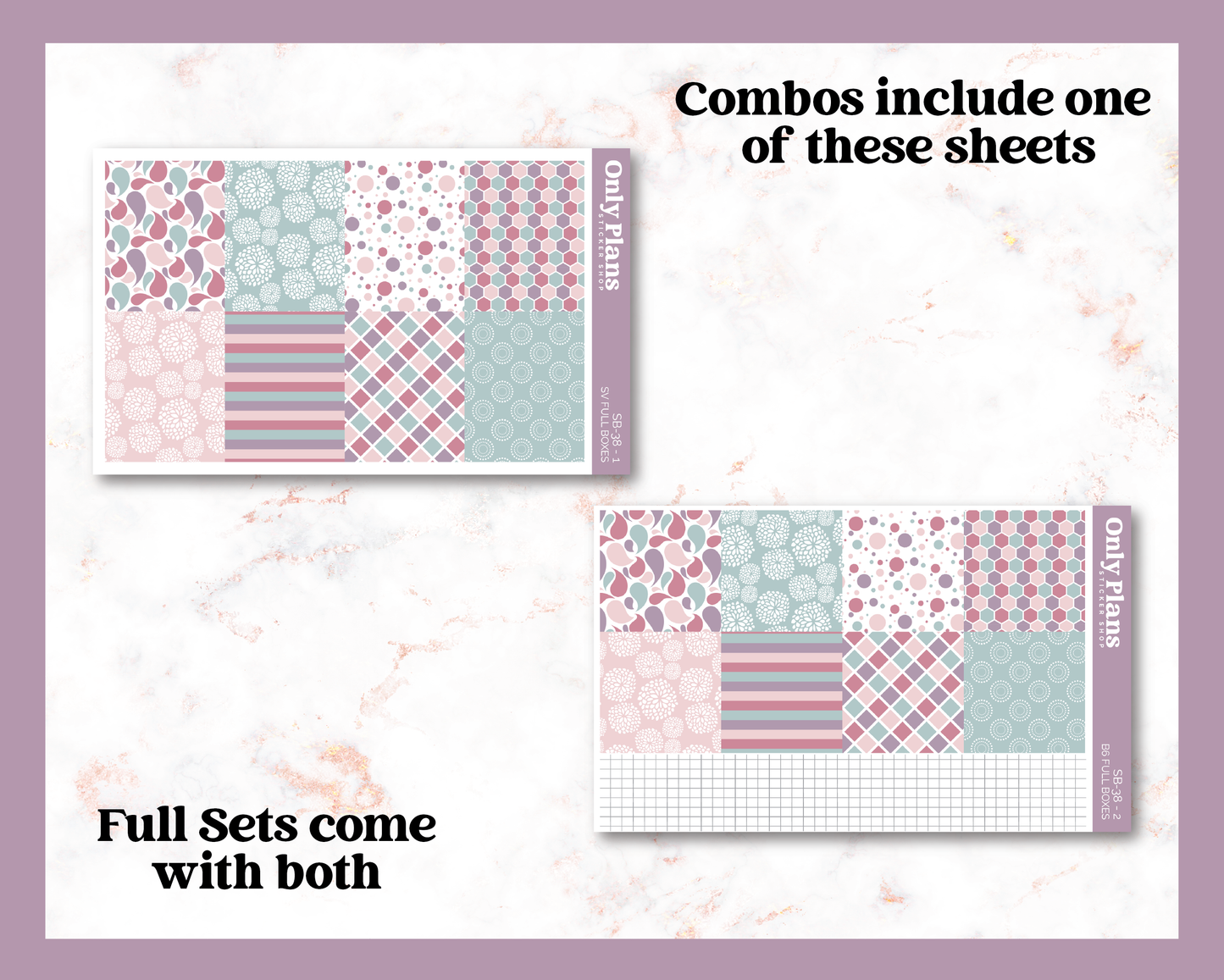 two sheets of paper with different patterns on them