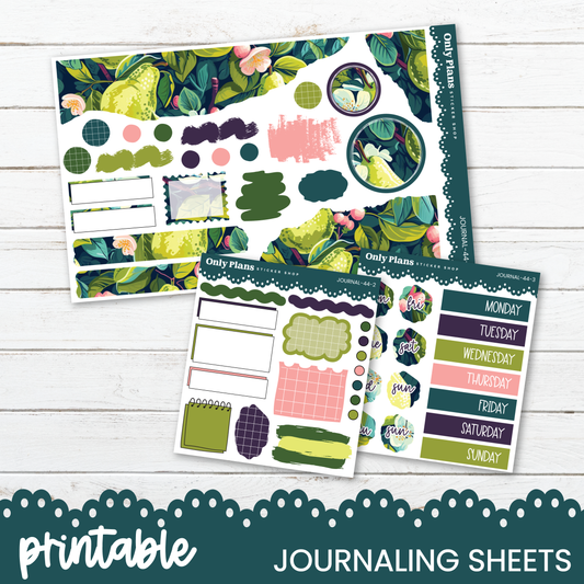 a collection of colorful and patterned journaling sheets, including daily plans, weekly schedules, and various decorative elements.
