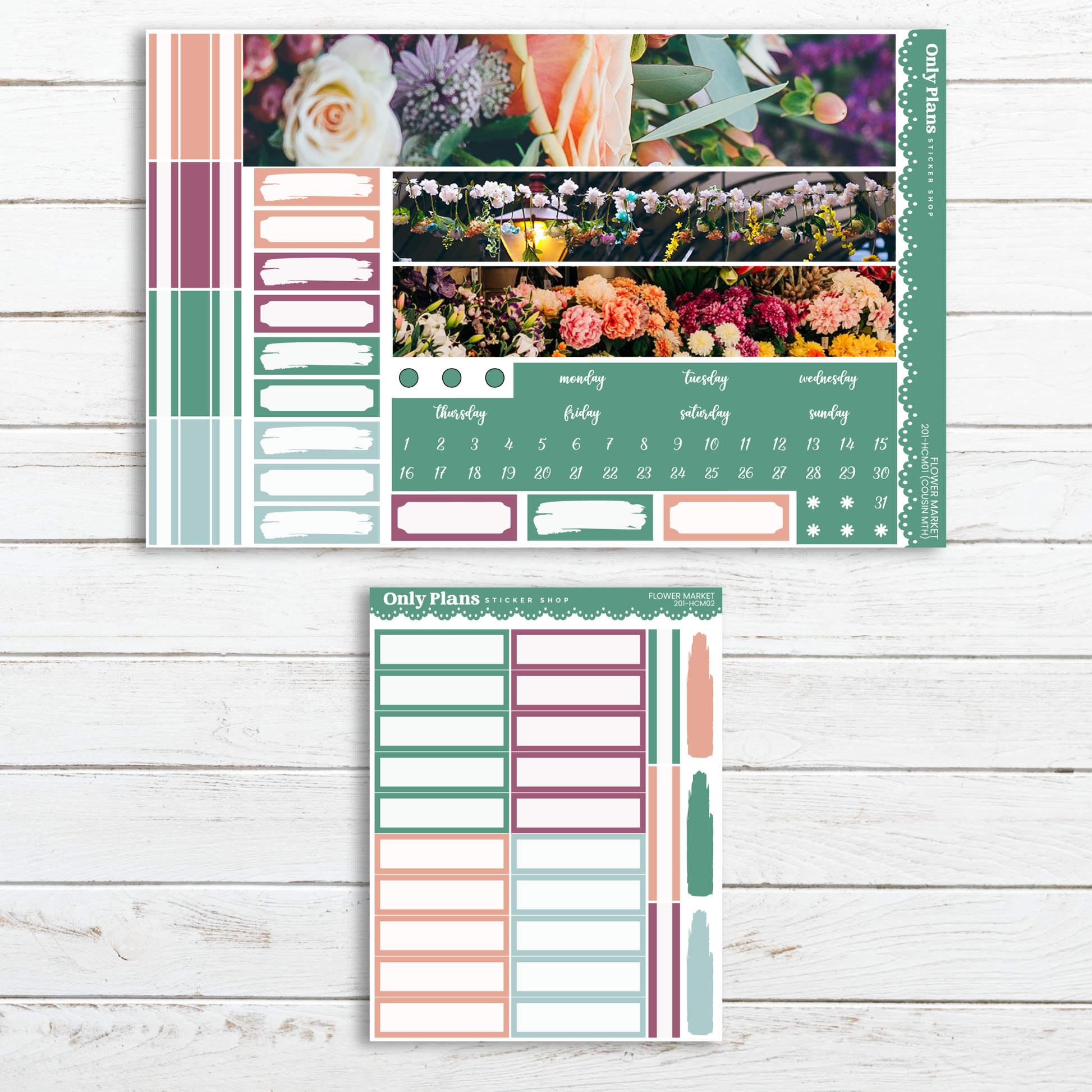 a planner sticker with a flower arrangement on it