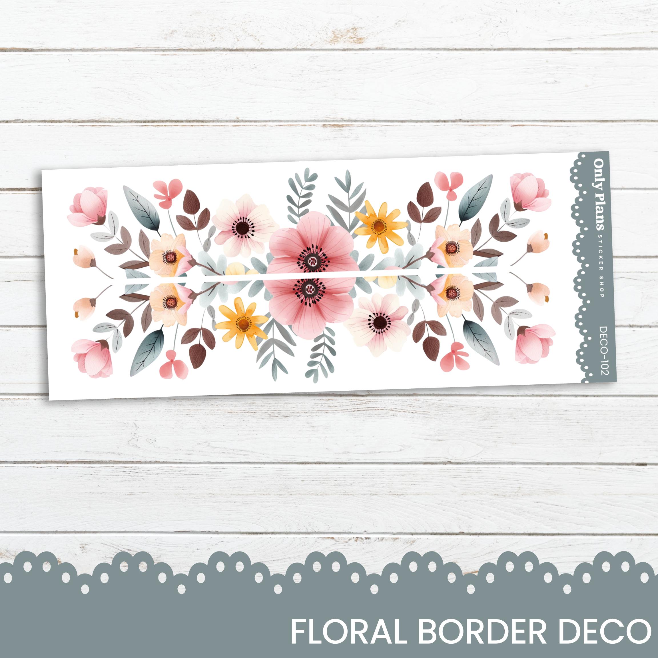 Border Line Sticker Floral Border Deco Stickers - DECO-102 – Only Plans Sticker Shop