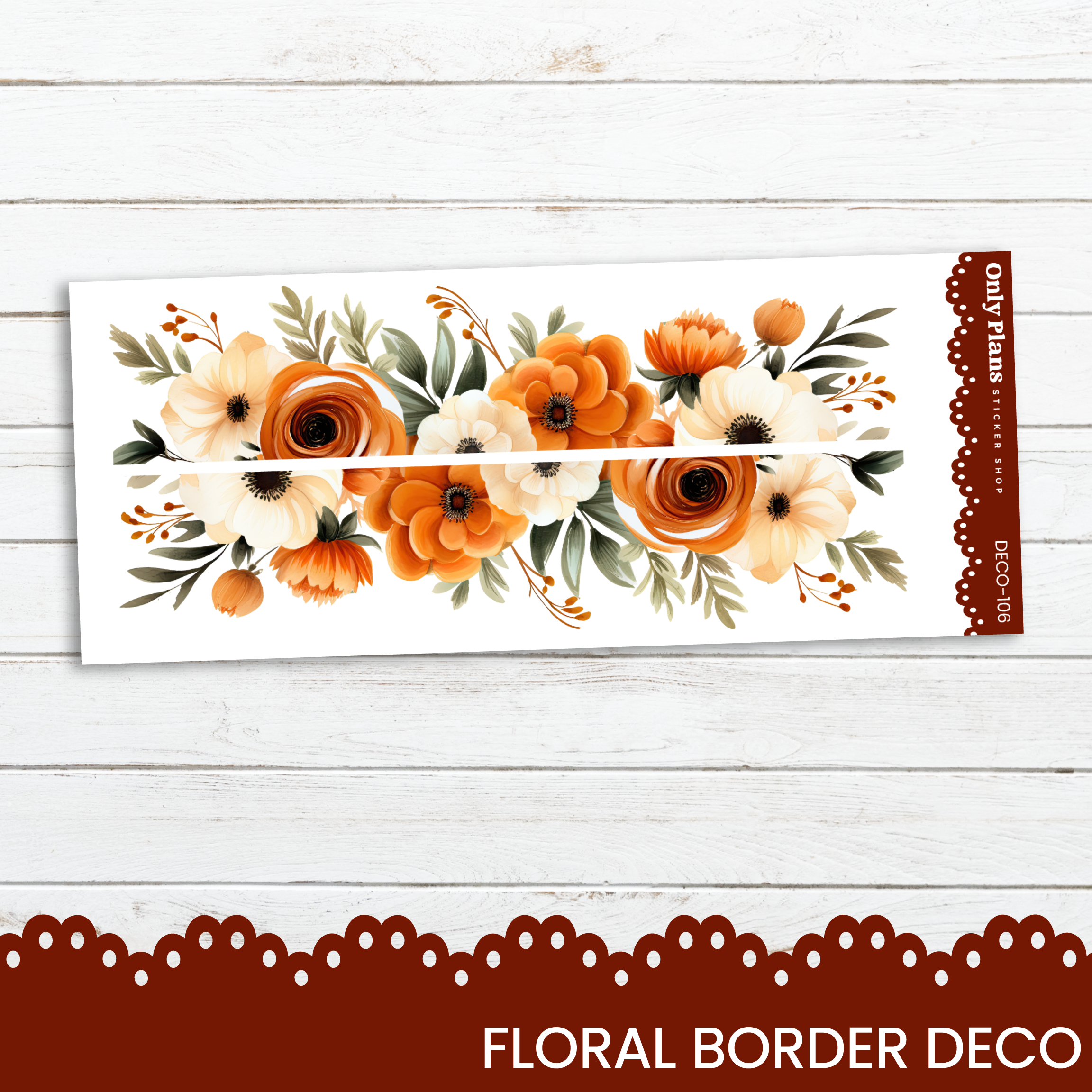 Borders Sticker Floral Border Deco Stickers - DECO-106 – Only Plans Sticker Shop
