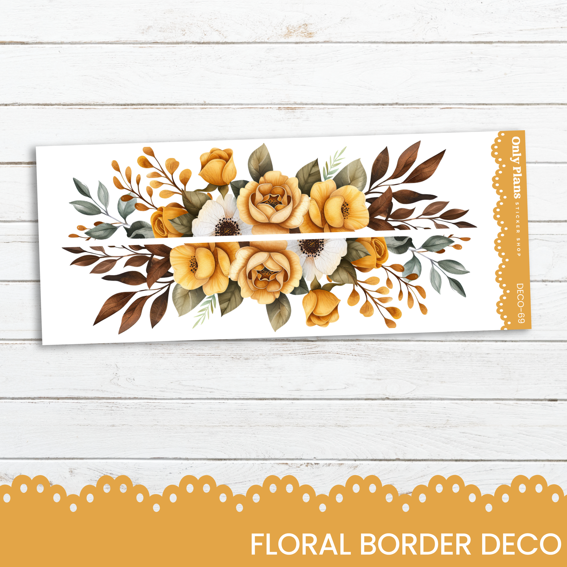 a floral border decorated with flowers on a white background