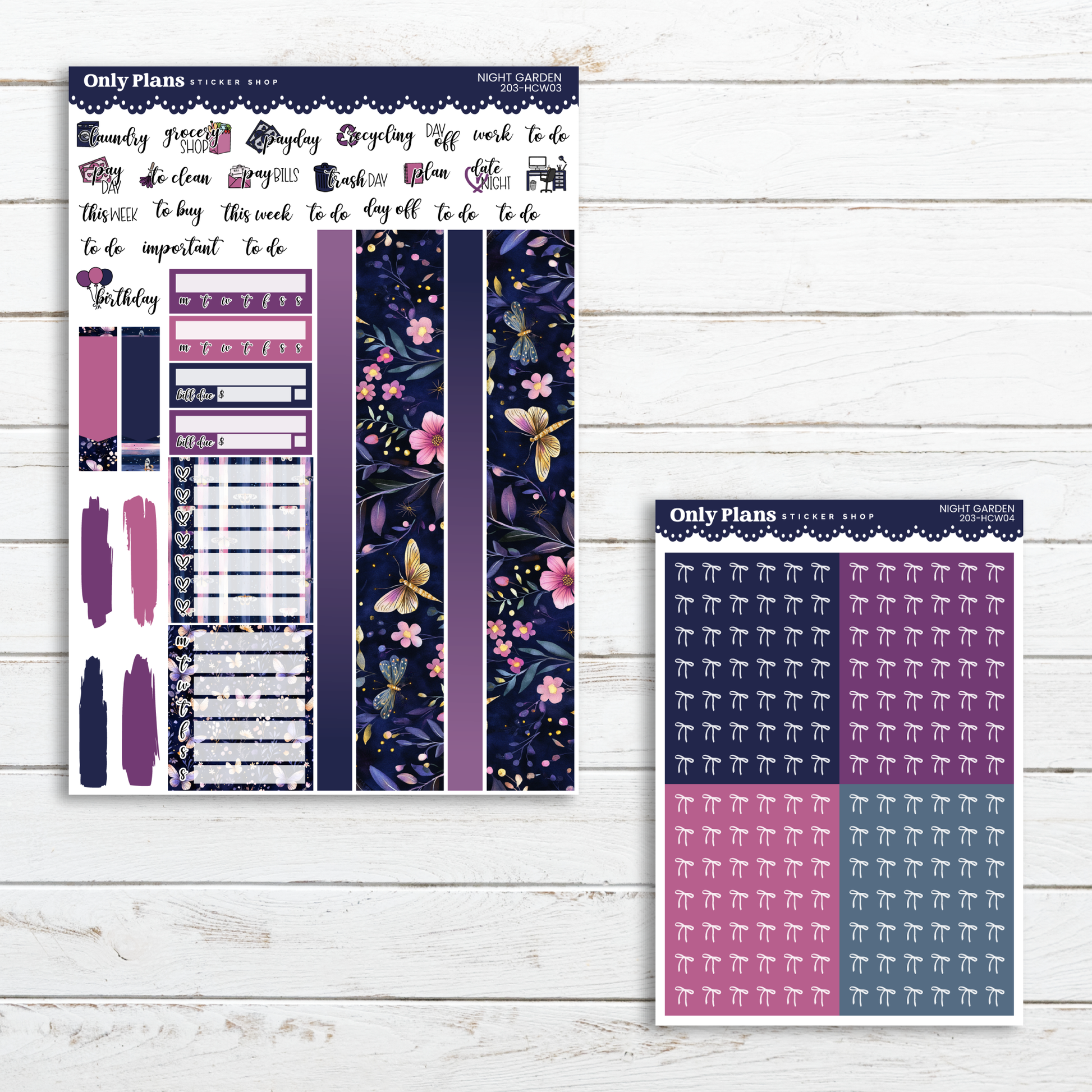 a purple and blue planner sticker and a planner sticker