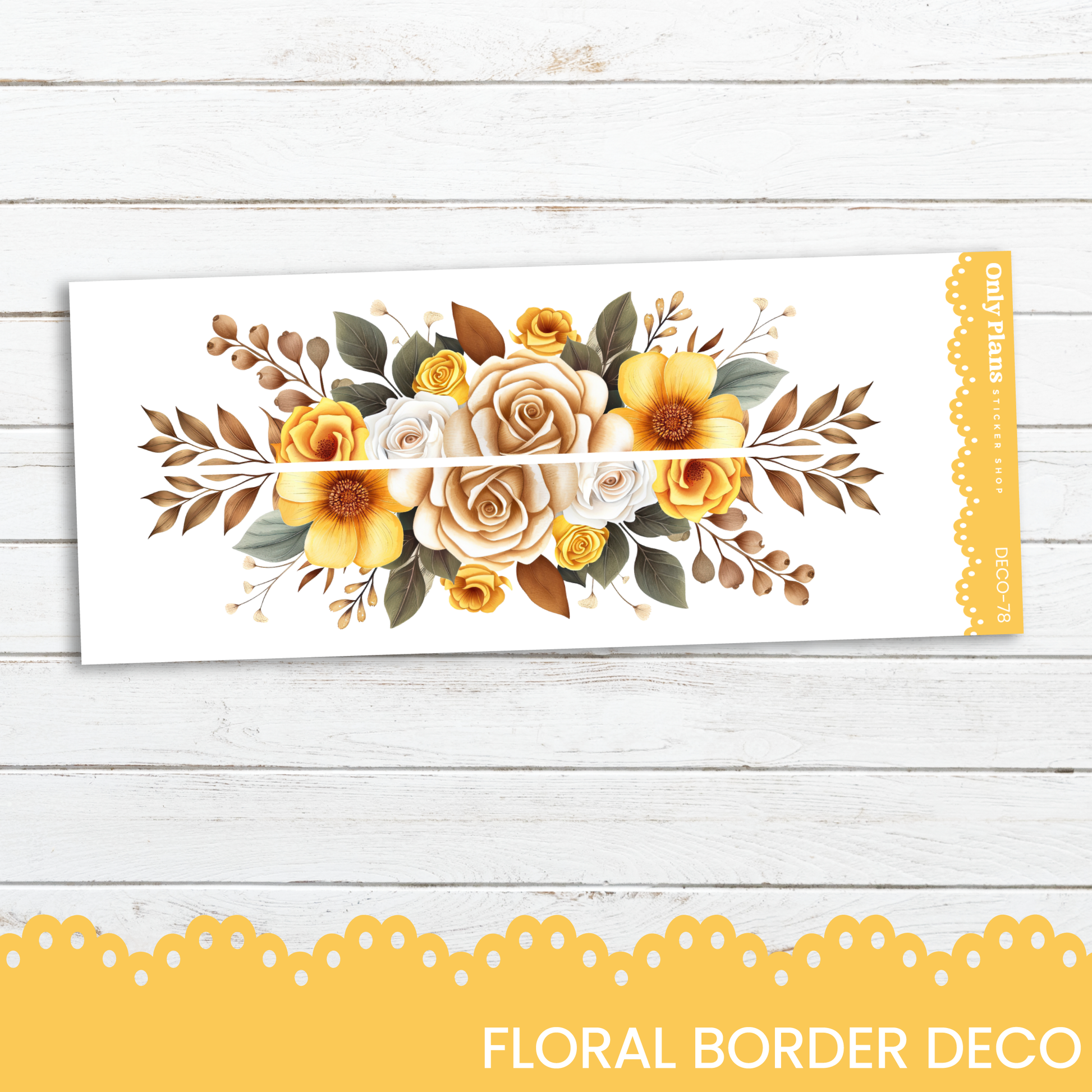 a floral border decorated with yellow flowers