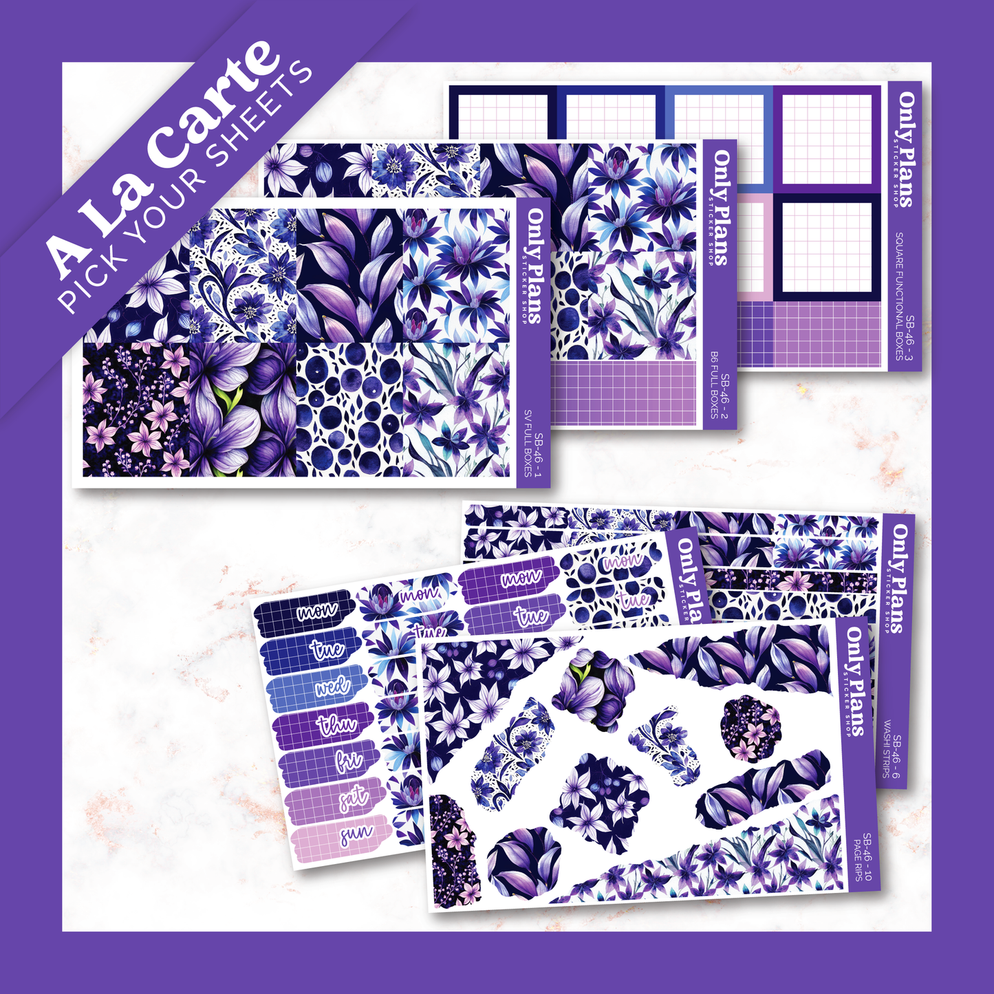 a purple and white floral pattern with a purple background