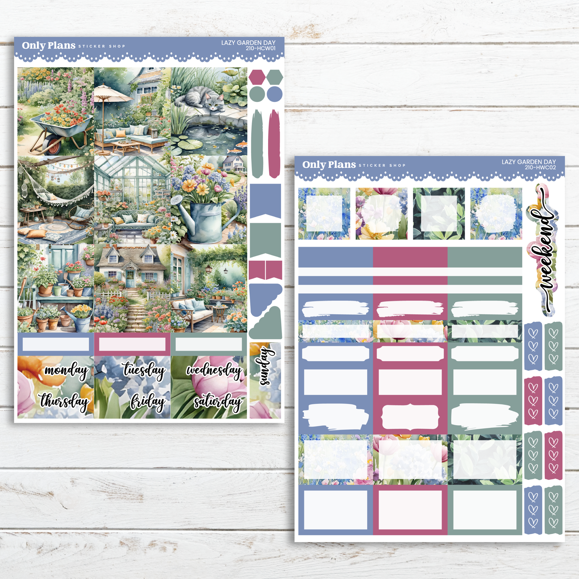a planner sticker with a garden scene