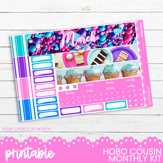 a printable planner with a cupcake and cupcakes on it