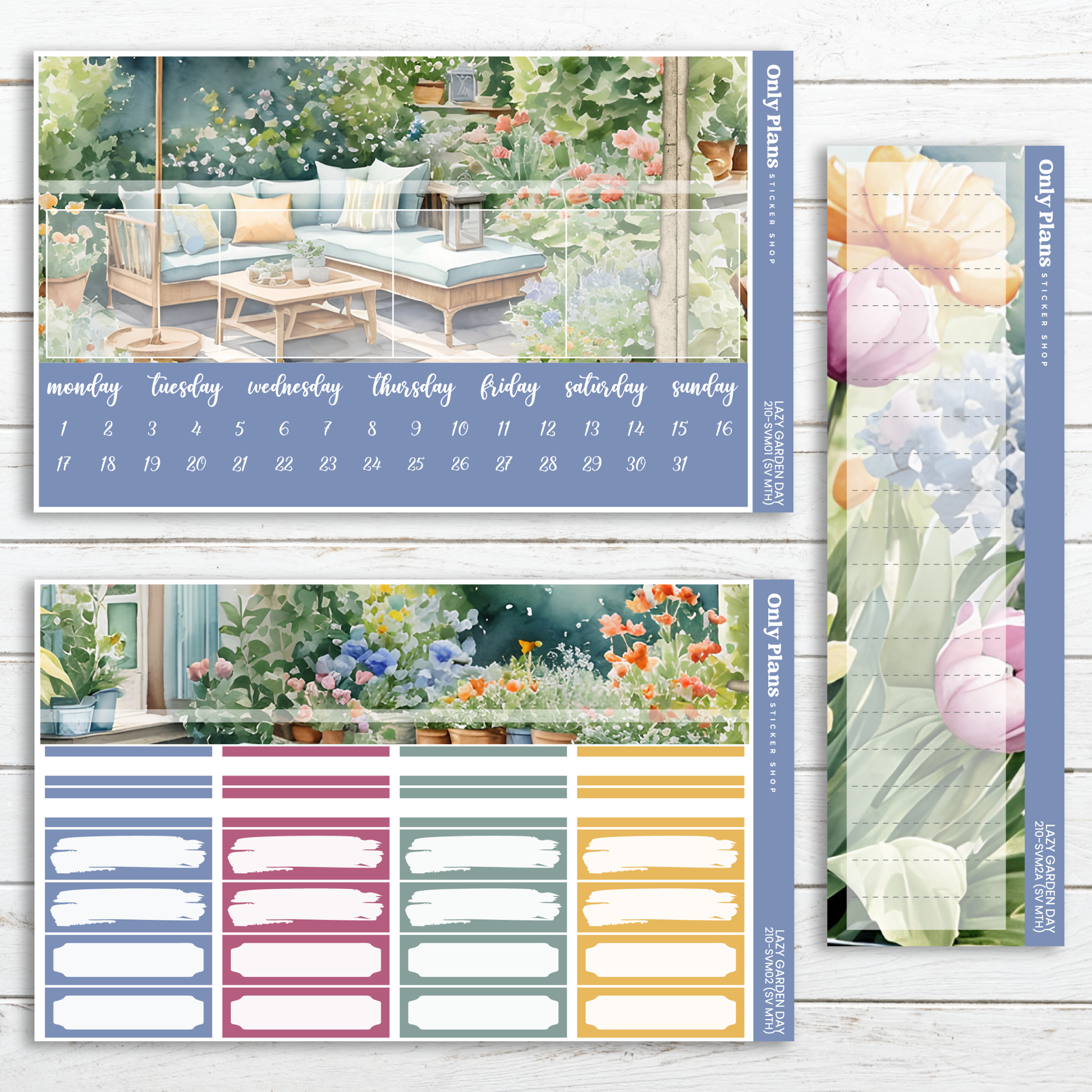 a calendar with a picture of a garden