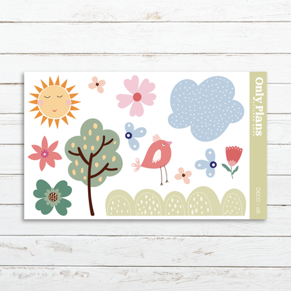 a card with a bird and flowers on it