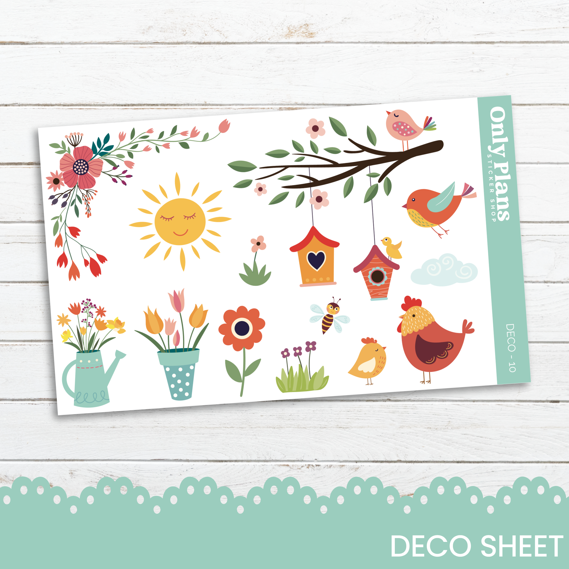 a card with a bunch of birds and flowers on it