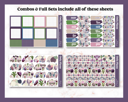 a set of planner stickers with flowers and leaves