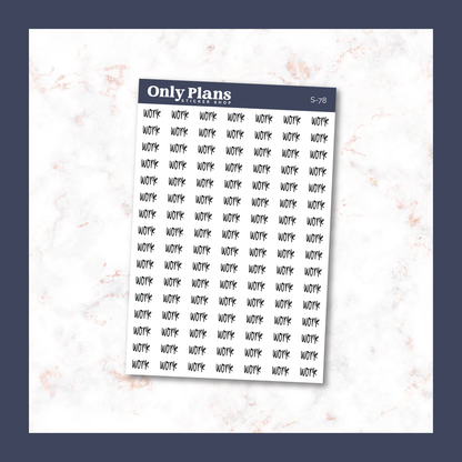 a sticker with the words only plans on it