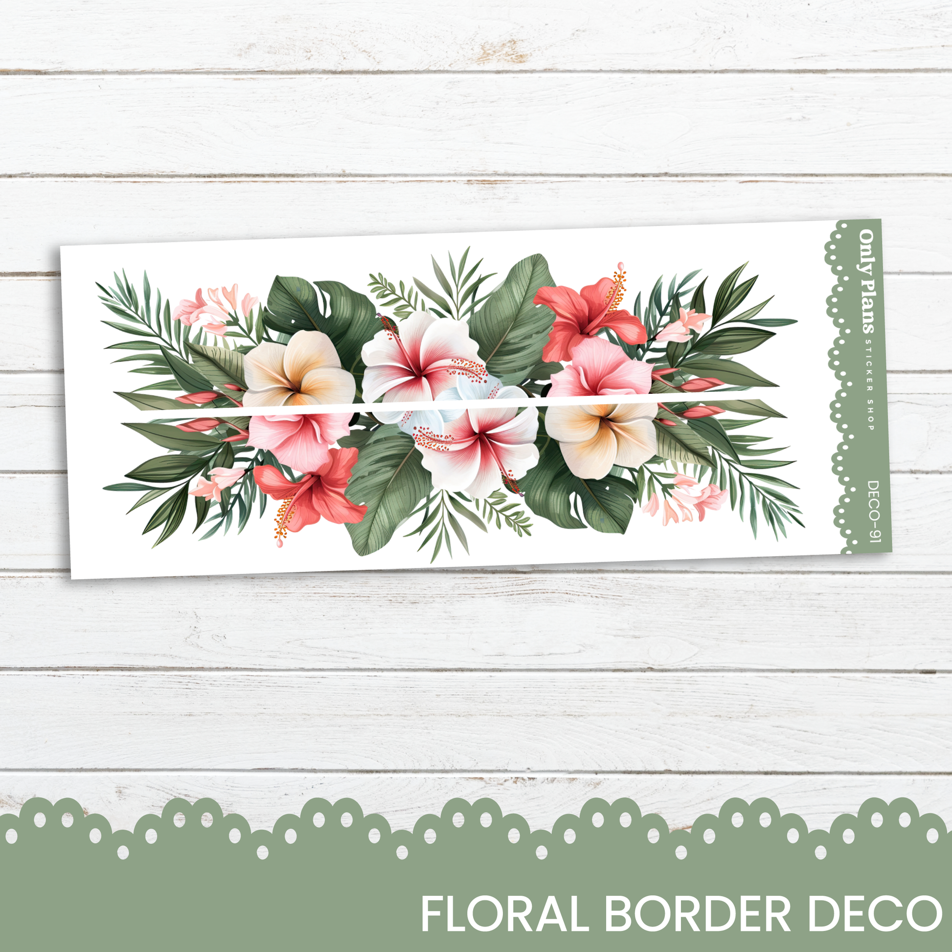 a floral border with pink and white flowers