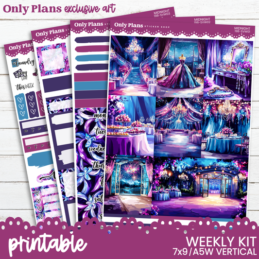 a set of planner stickers with a purple theme