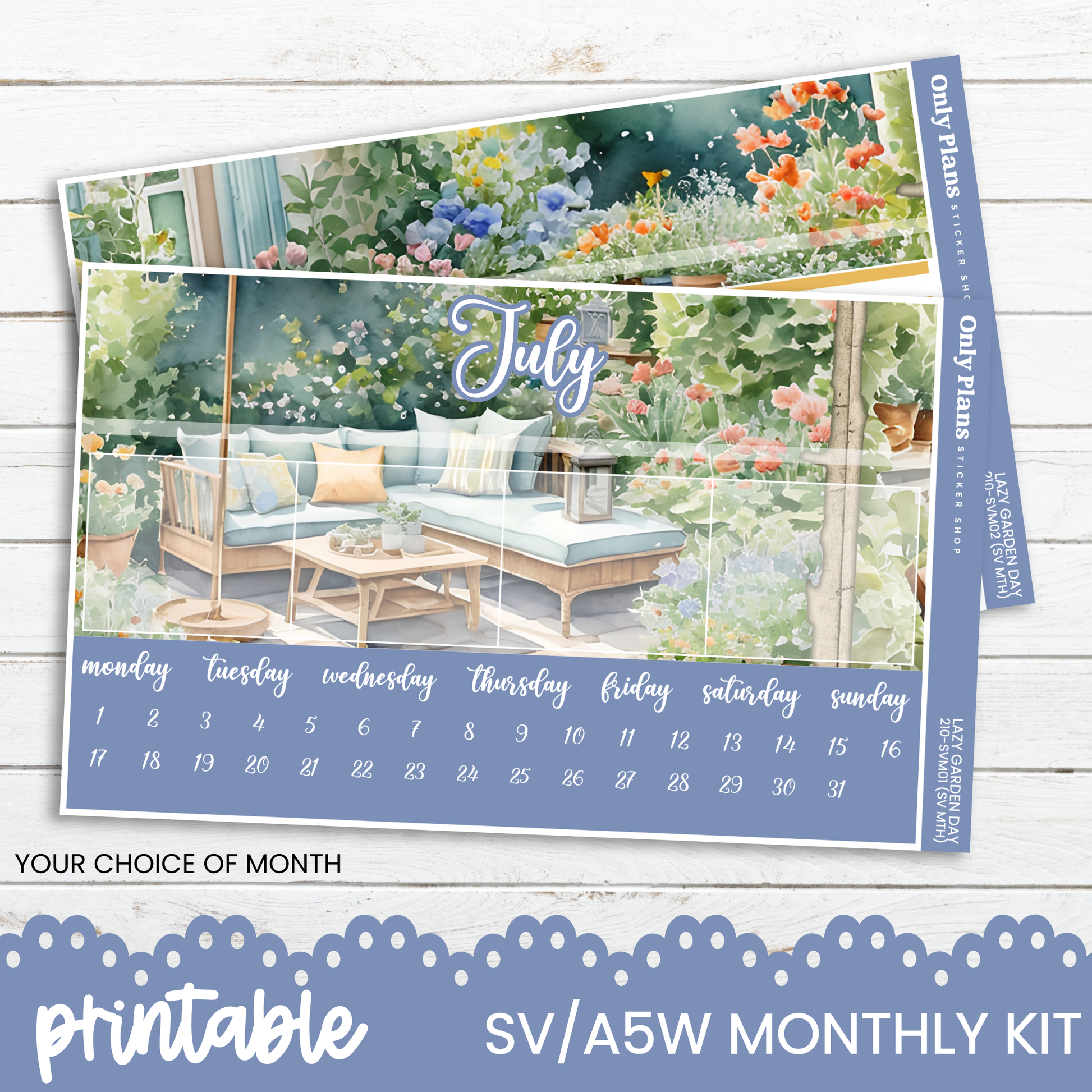 a calendar with a picture of a couch and table