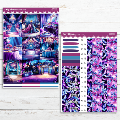 a purple and blue color scheme for a planner