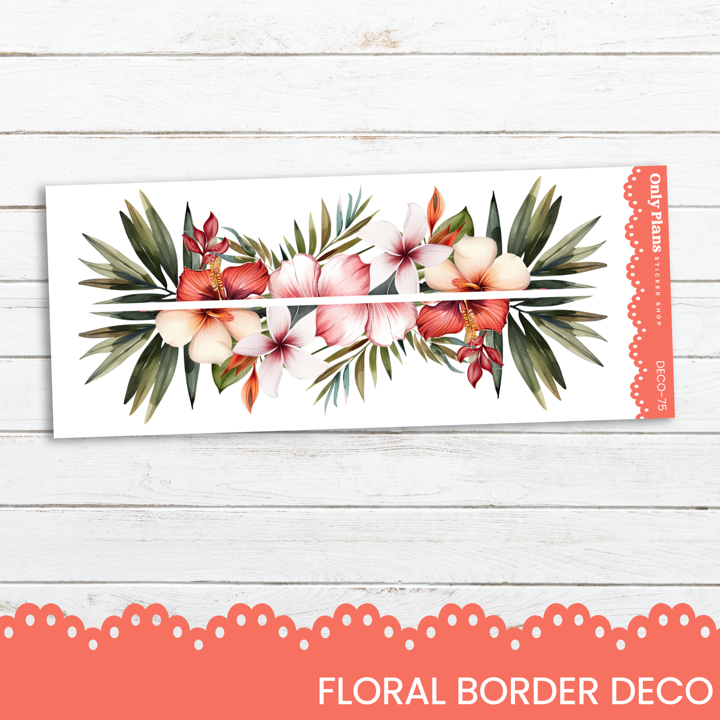 a floral border decorated with pink and white flowers