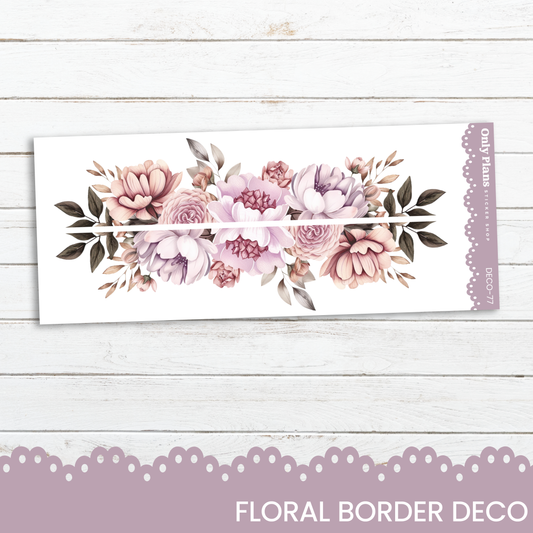 a floral border with pink flowers on a white background