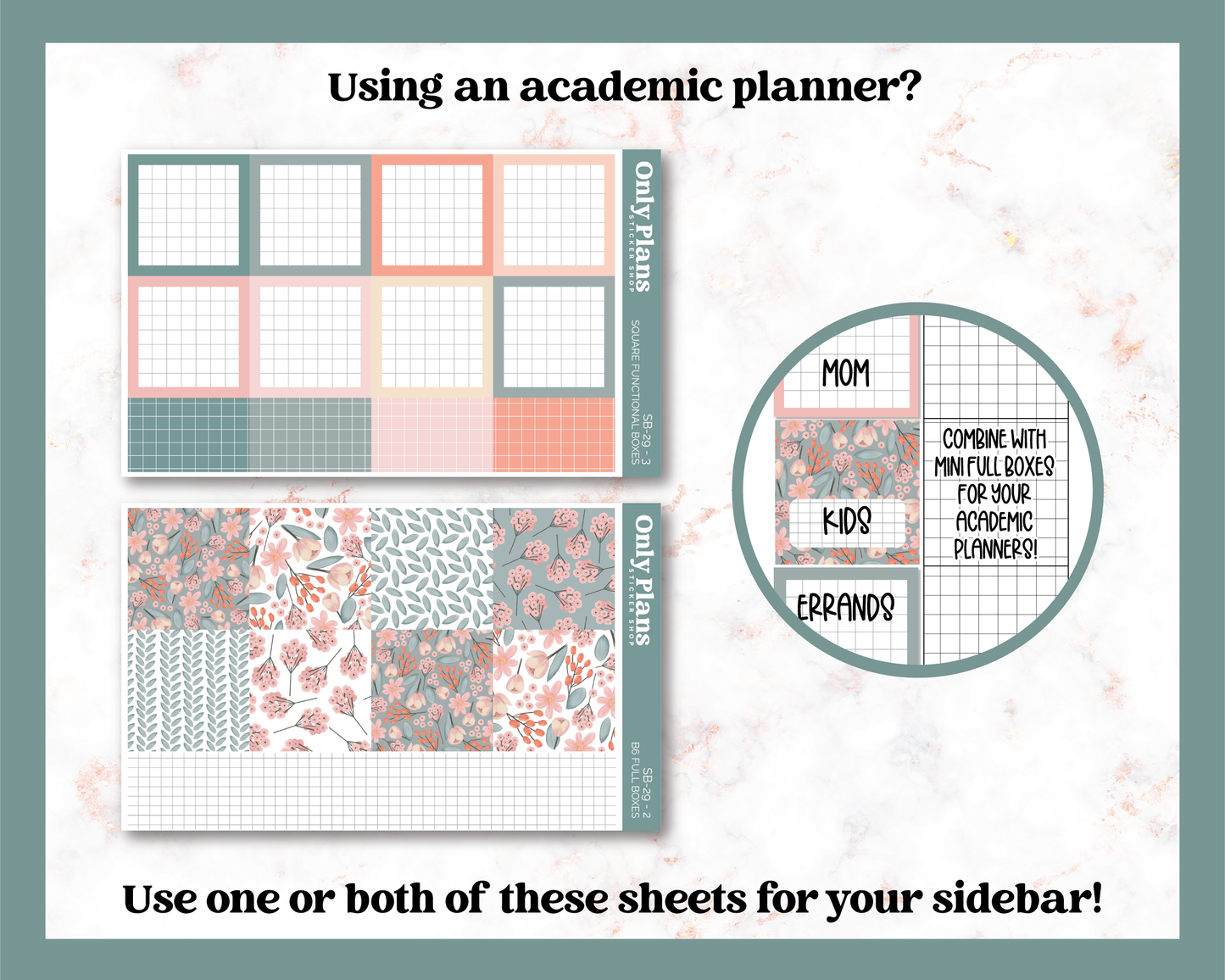 a set of four sheets of paper with the text using an academy planner?