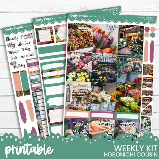 the printable weekly kit includes a variety of flowers