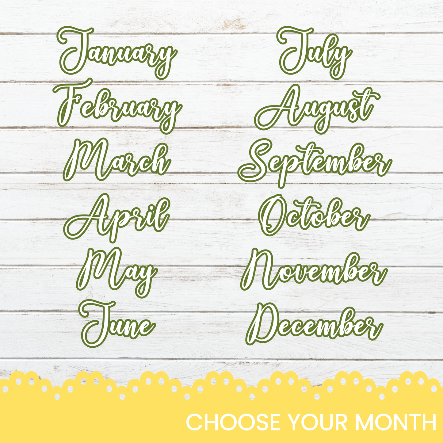 the months of the month are drawn on a piece of paper