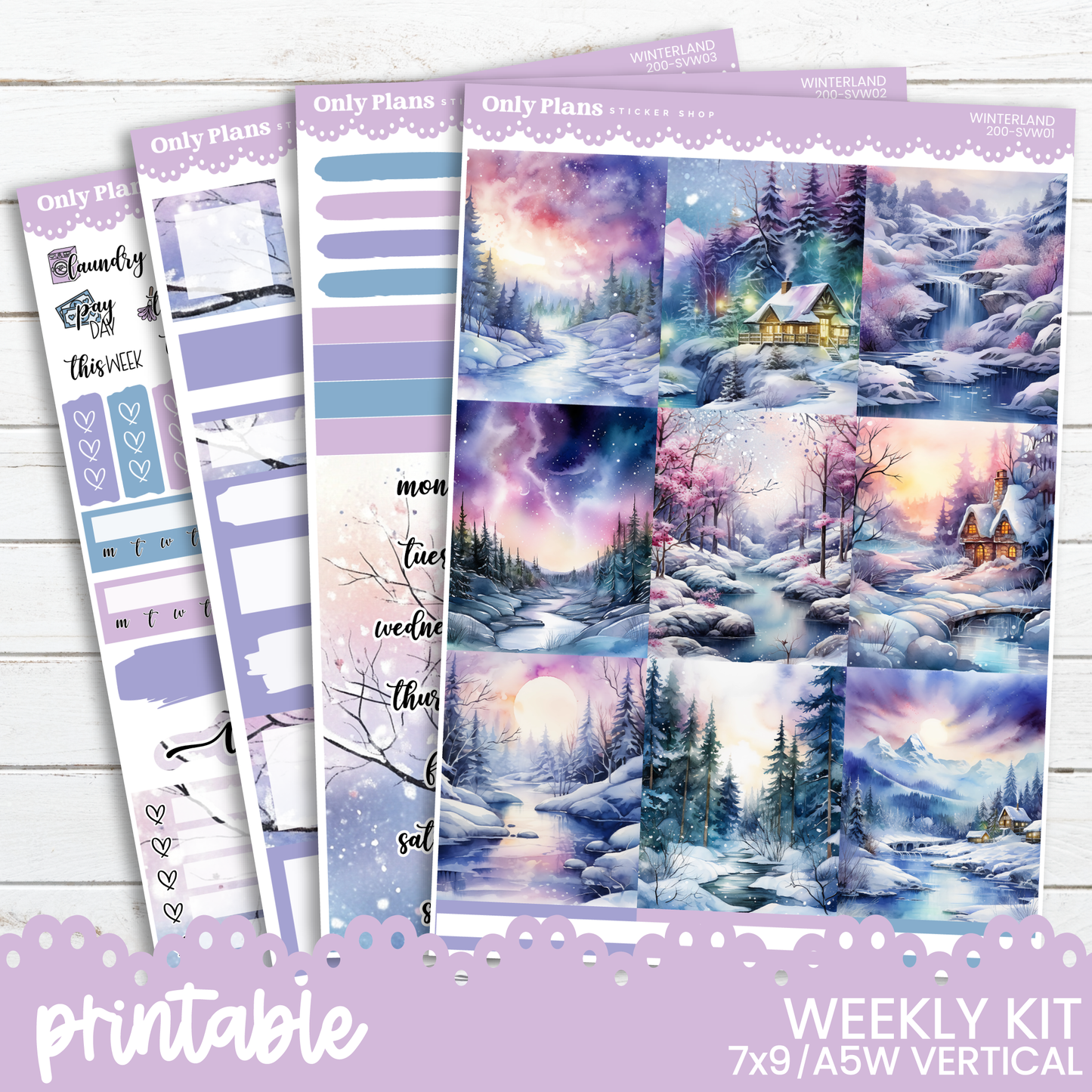 the printable weekly kit includes a winter scene