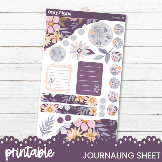 a printable journal with flowers and leaves