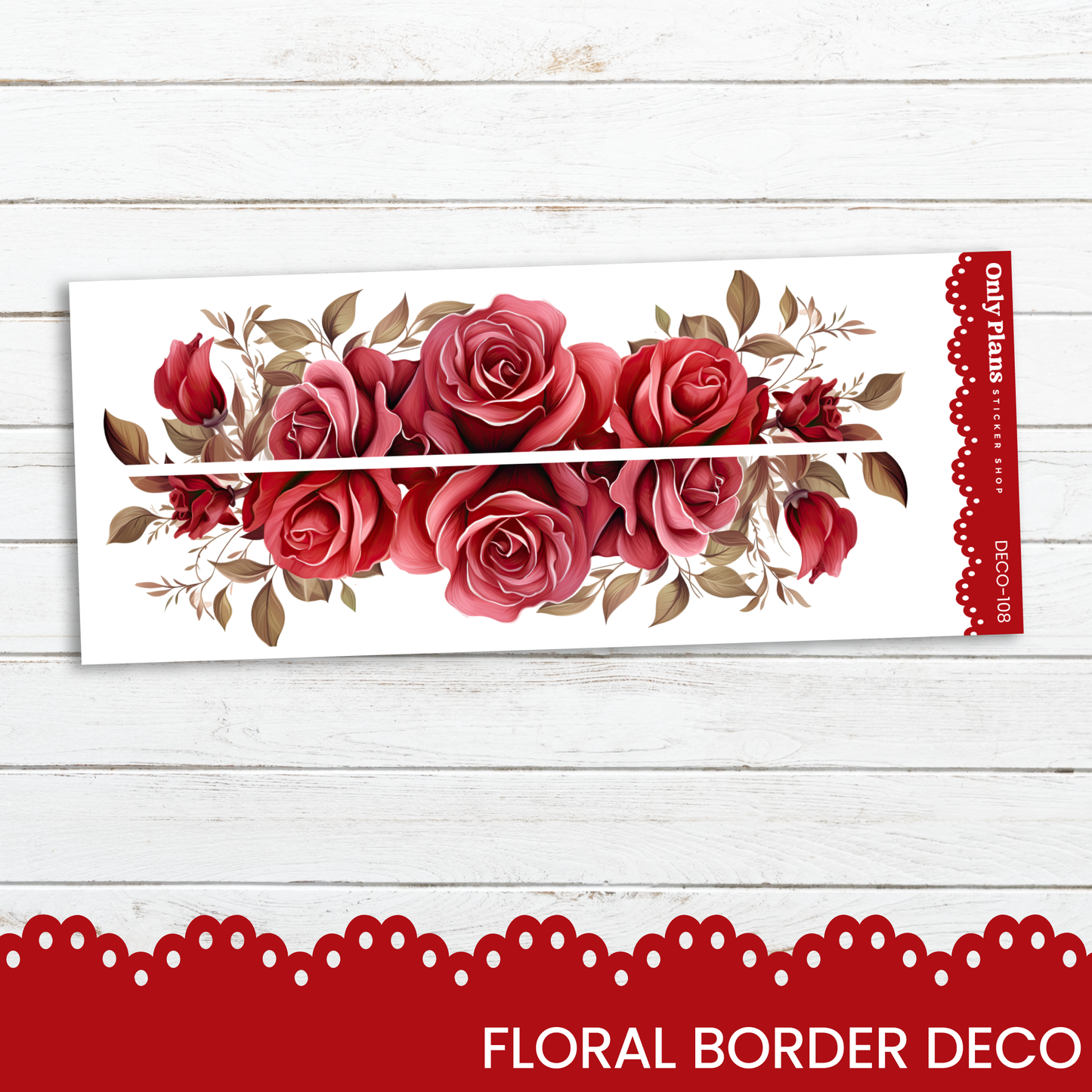 a picture of a red rose border on a white background