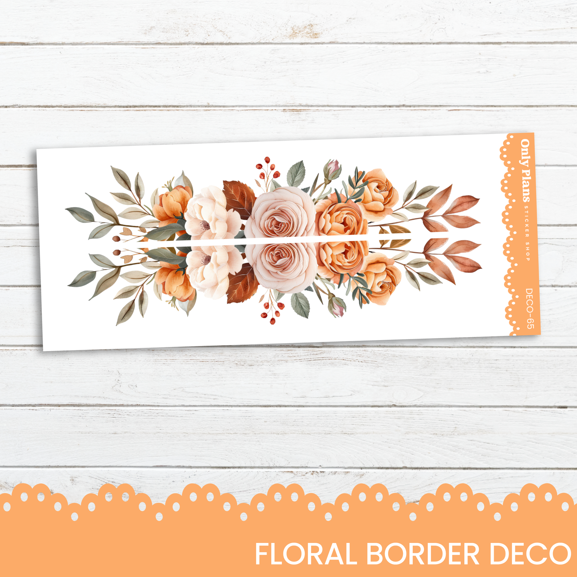 a floral border with orange flowers on a white background