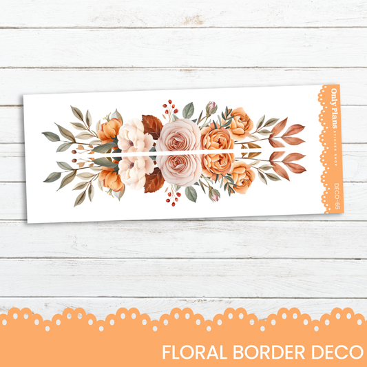 a floral border with orange flowers on a white background