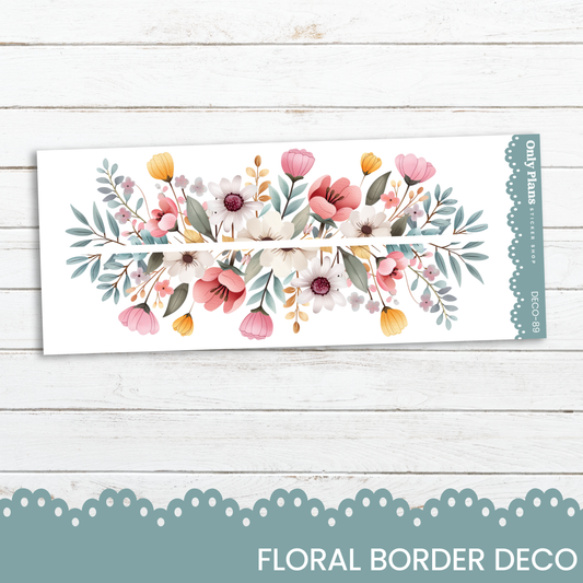 a floral border decorated with flowers on a white background