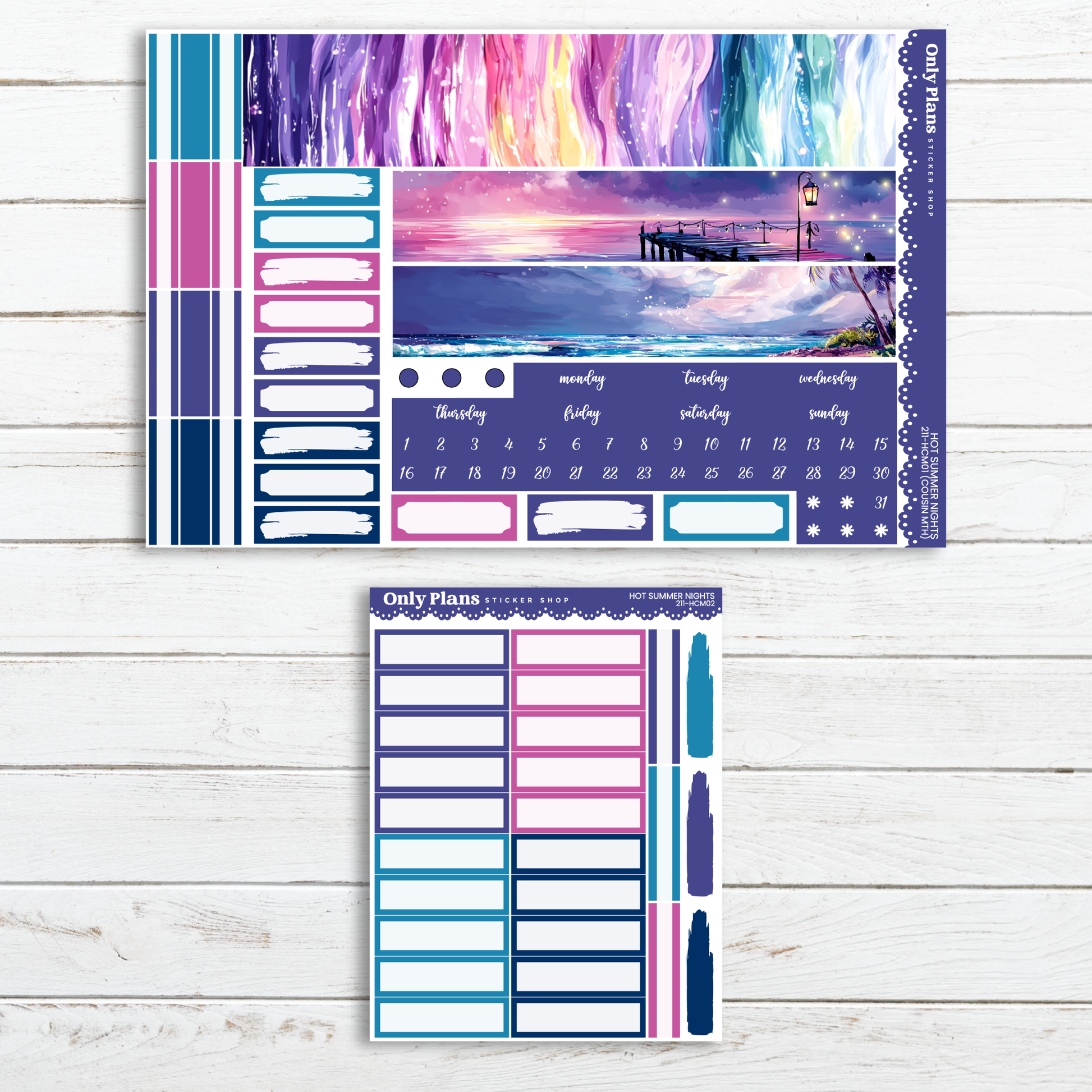 a planner sticker and a planner sticker on a wooden surface