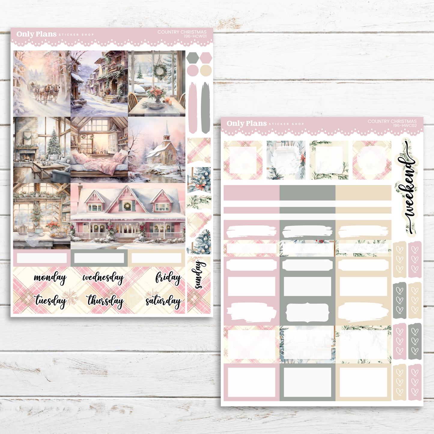 a pink and grey planner sticker with a picture of a house