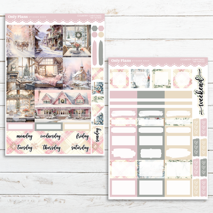 a pink and grey planner sticker with a picture of a house