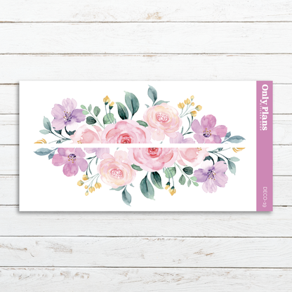 a white card with pink flowers on it